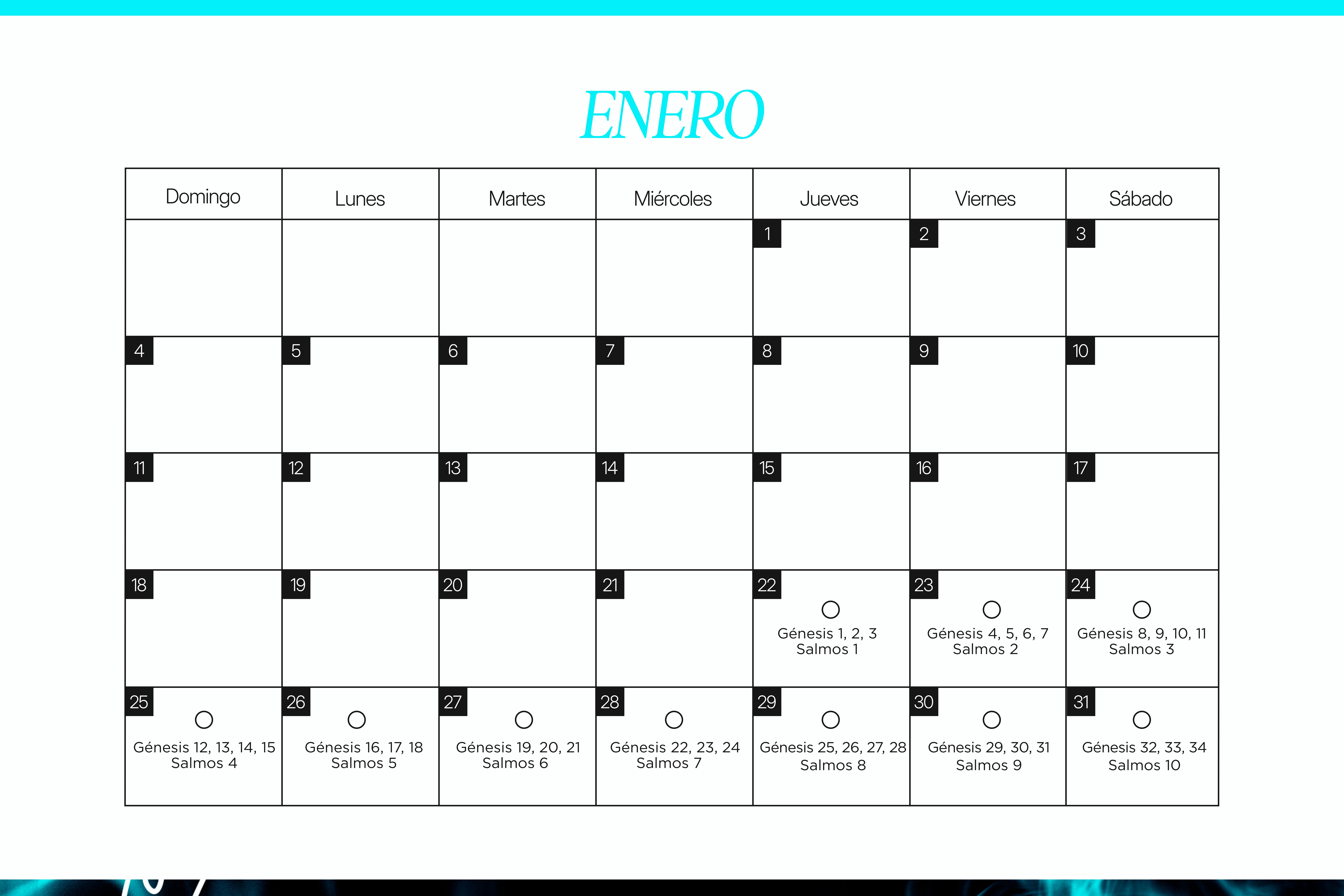 Calendario de lecturas del mes