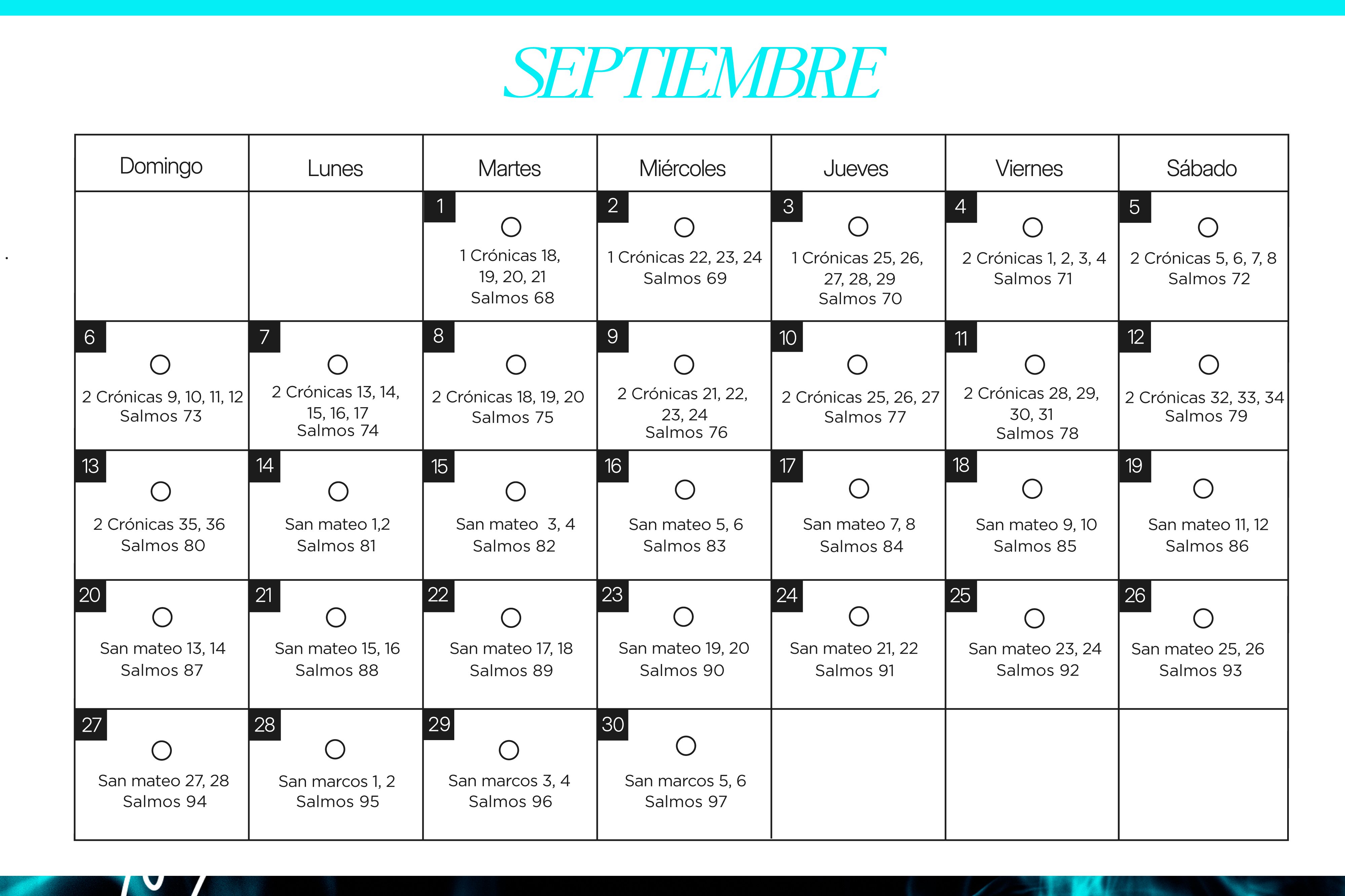 Calendario de lecturas del mes